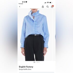Striped Blue Ruffle Blouse by English Factory